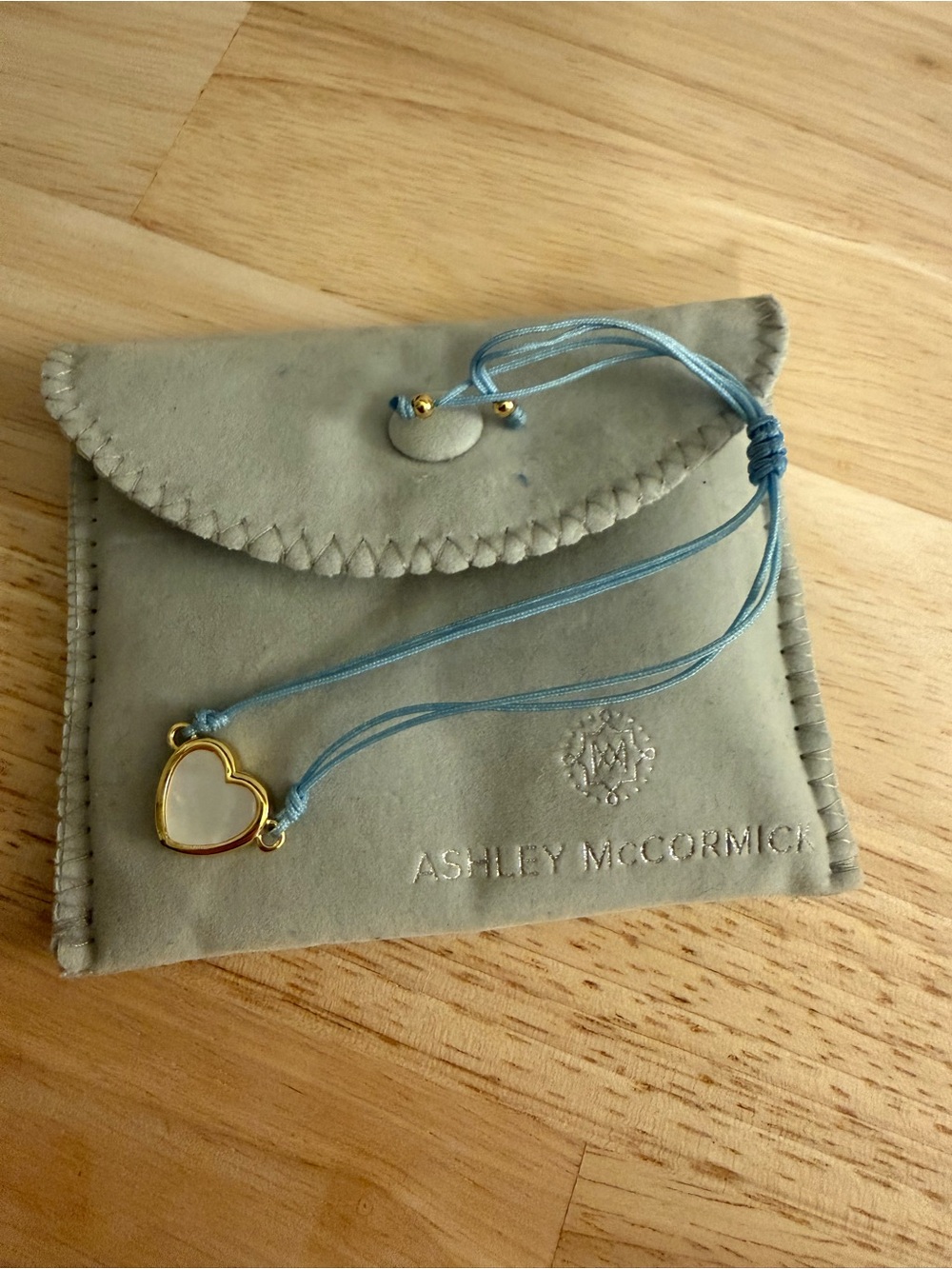 ASHA by Ashley McCormick Blue Cord Necklace with Gold Heart Charm